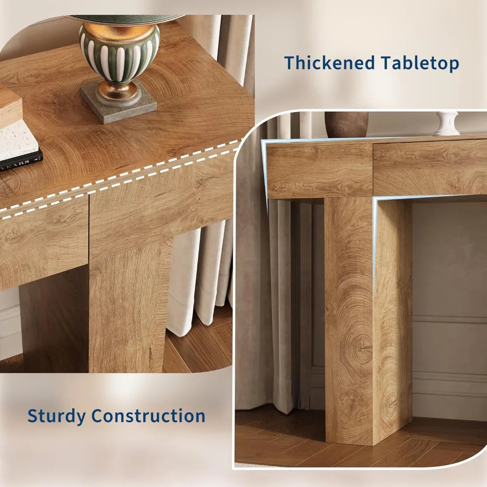 47 in Long Console Table with Drawer, Wooden Rectangular Sofa Table Behind The Couch, Industrial Farmhouse Entryway Foyer