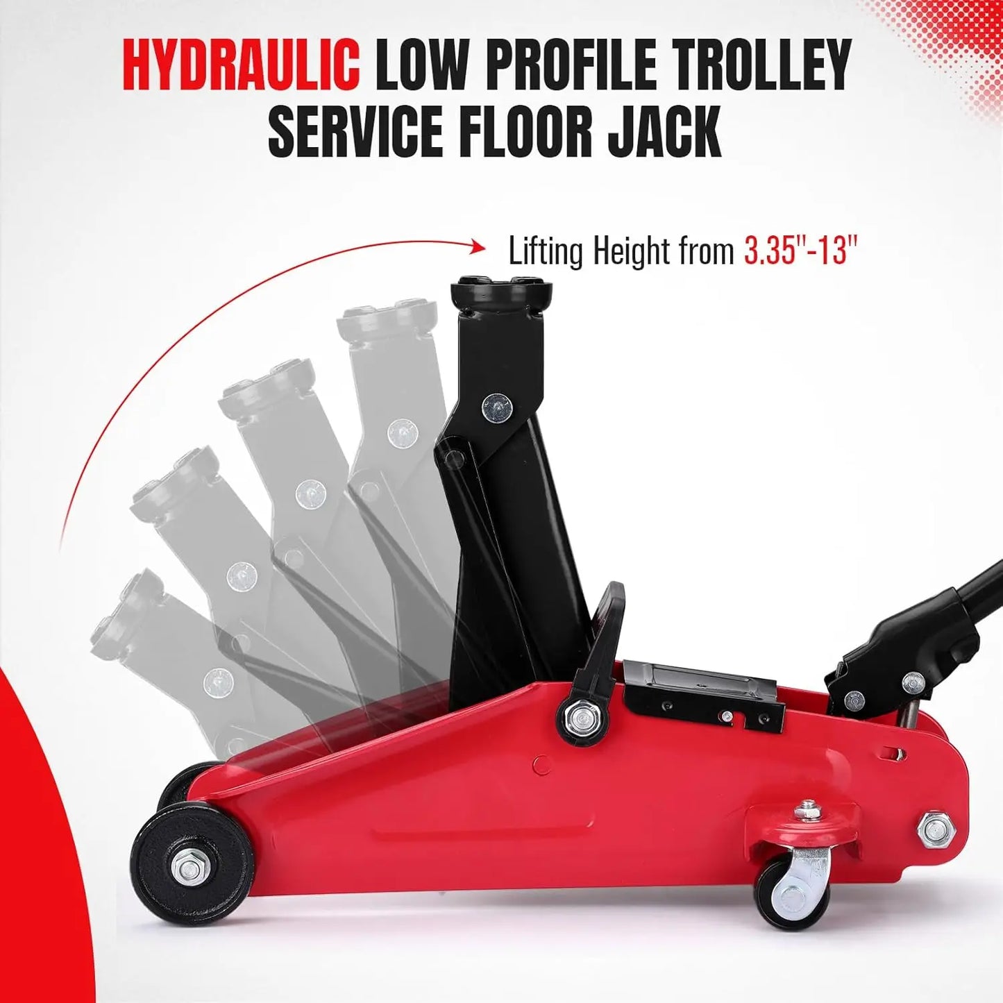 2 Ton Low Profile Floor Jack Heavy Duty With Single Piston Quick Lift Pump Steel Car Jack Adjustable Height 3.35"-13"