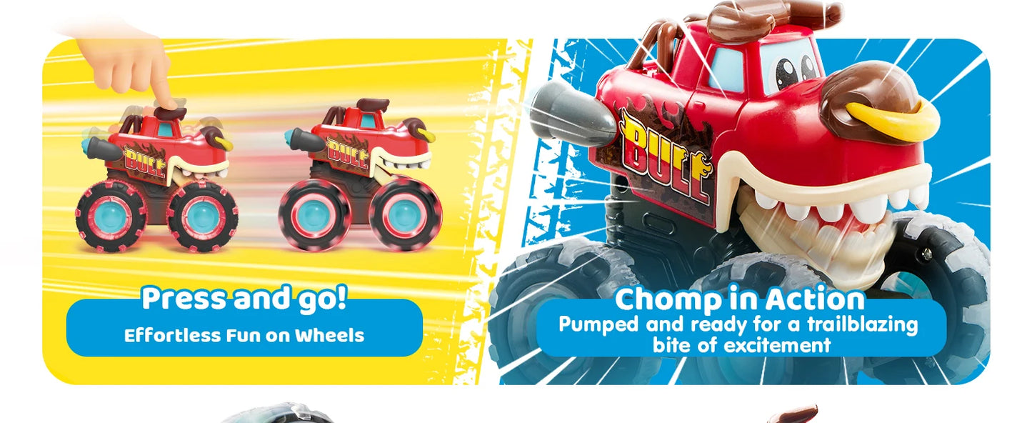 JOYFY 3 Pack Monster Truck Toy Motion Activated Light-Up Cars Press & Go Cars for Boys Girls Birthday Christmas Gifts