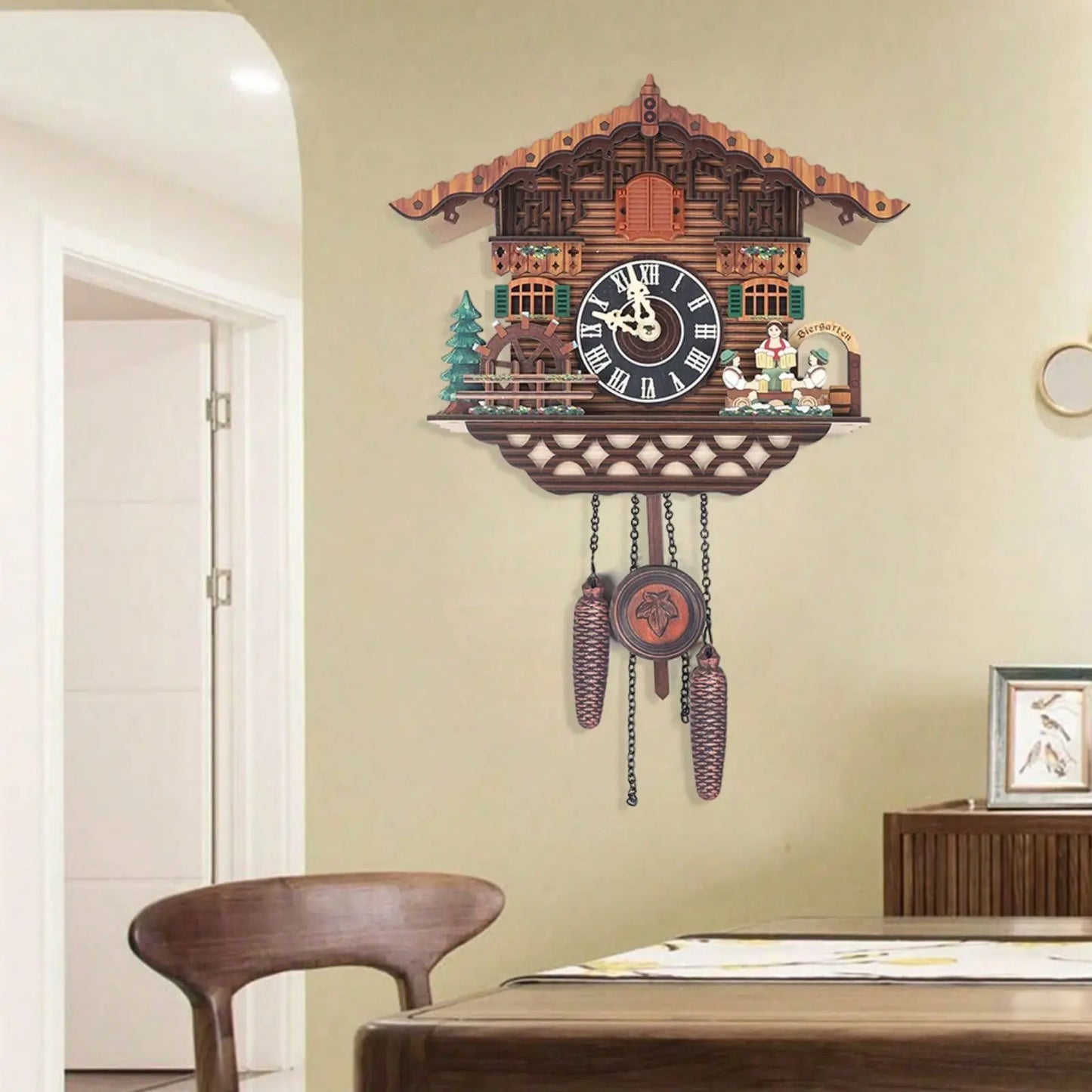Creative Bird Cuckoo Quartz Wooden Swing Wall Clock Time Alarm Watch For Decor