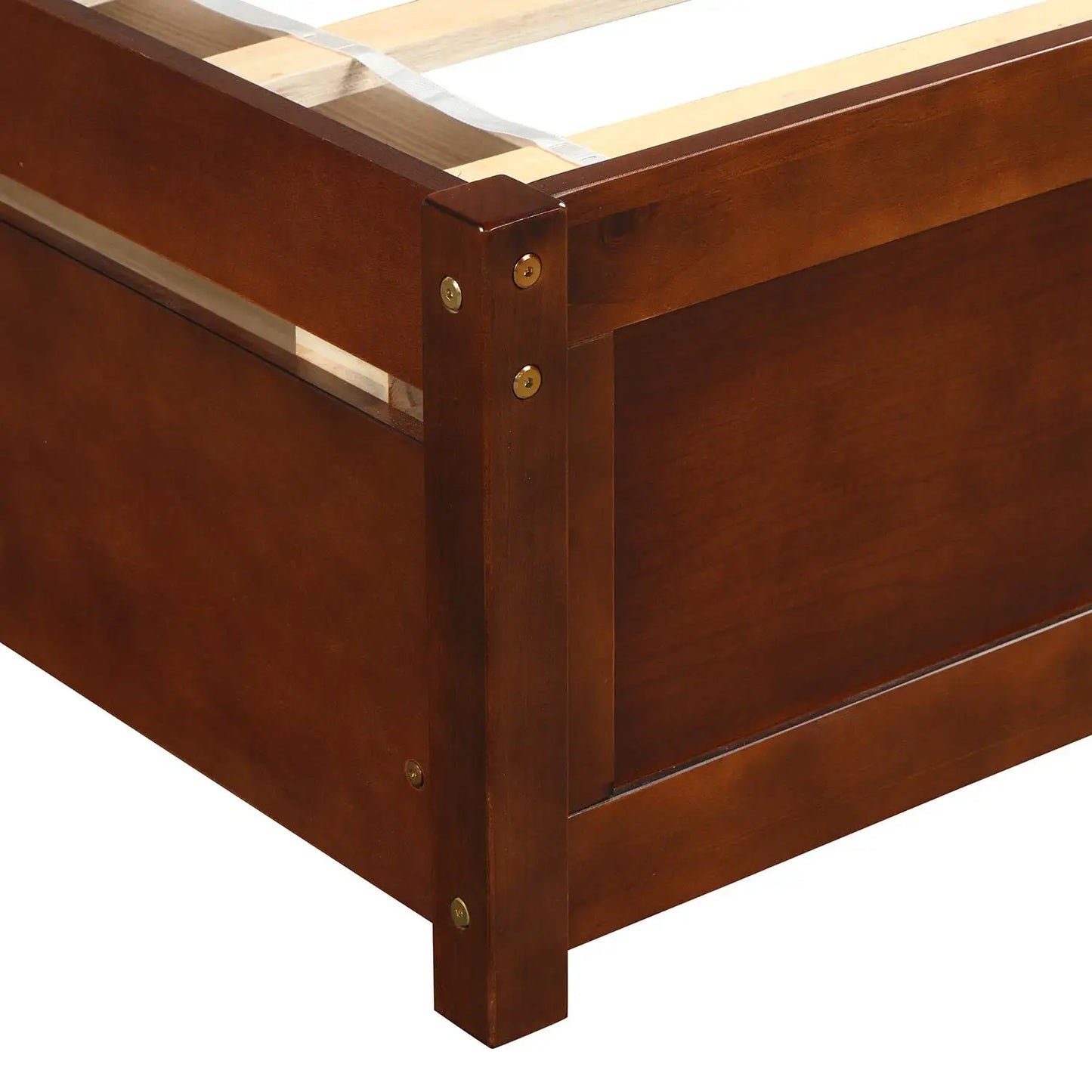 Twin Wood Platform Bed Frame with Storage Drawers Headboard Walnut, Customized