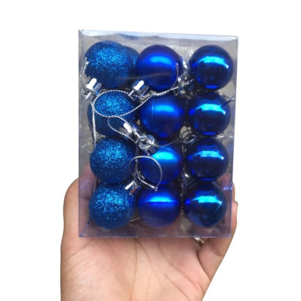 24pcs/set Christmas Tree Ball 2025 Christmas Pine Tree Hanging Ball Pendant Red Navy Blue 3cm Ball Christmas Ornaments Gifts