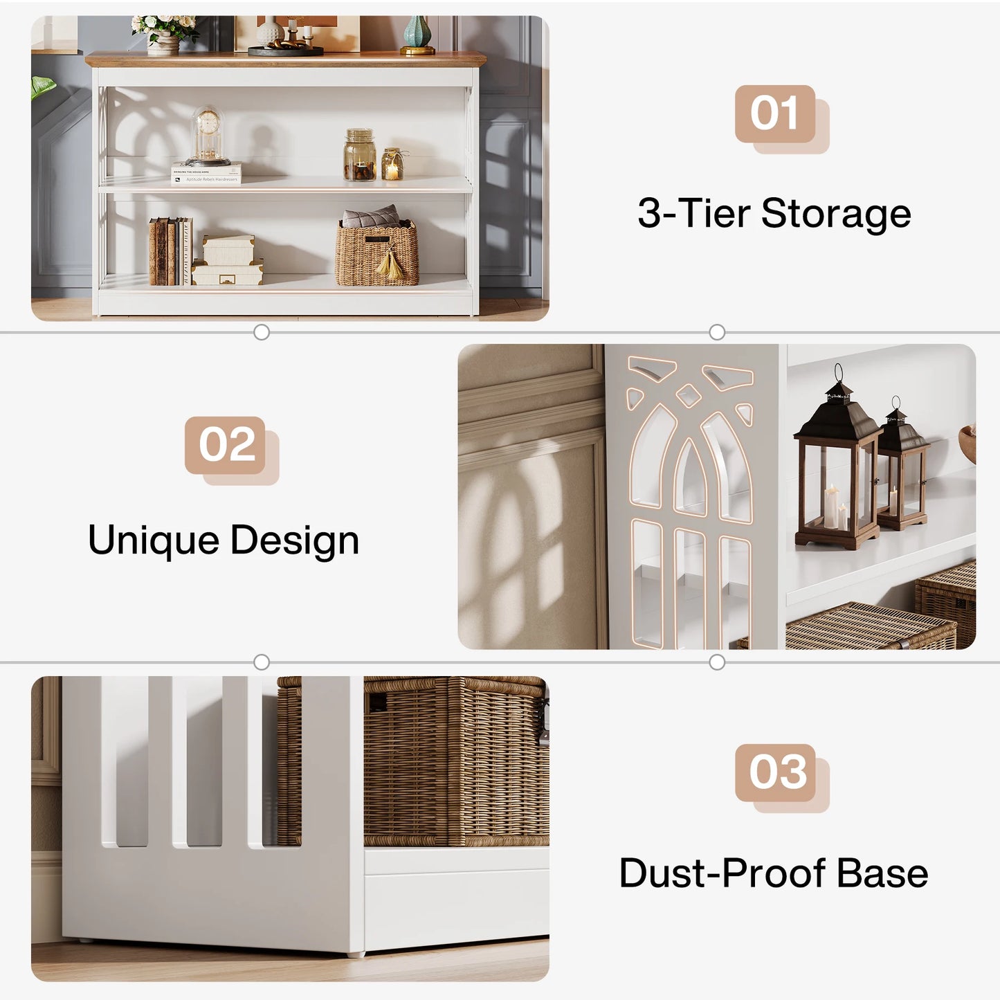 Tribesigns Modern Console Table for Entryway, 41.34-Inch White Sofa Table Behind The Couch with 3-Tier Storage, Narrow Hallway Furniture for Living Room