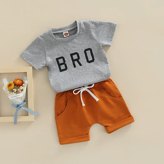 Infant Boys Clothing Set Stylish Short Sleeve Crew Neck Tee with Matching Shorts for Little Boys Casual Toddler Outfit