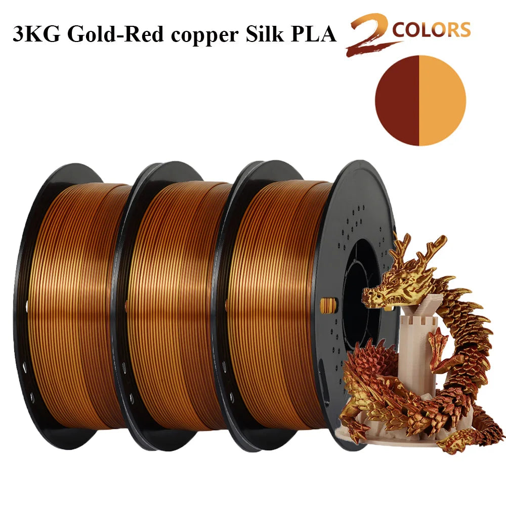 Multicolor Filament Bicolor Silk PLA 2Color for 3D Printing Plastic 3D Printer Materials 1.75mm Spool No Bubble High quailty