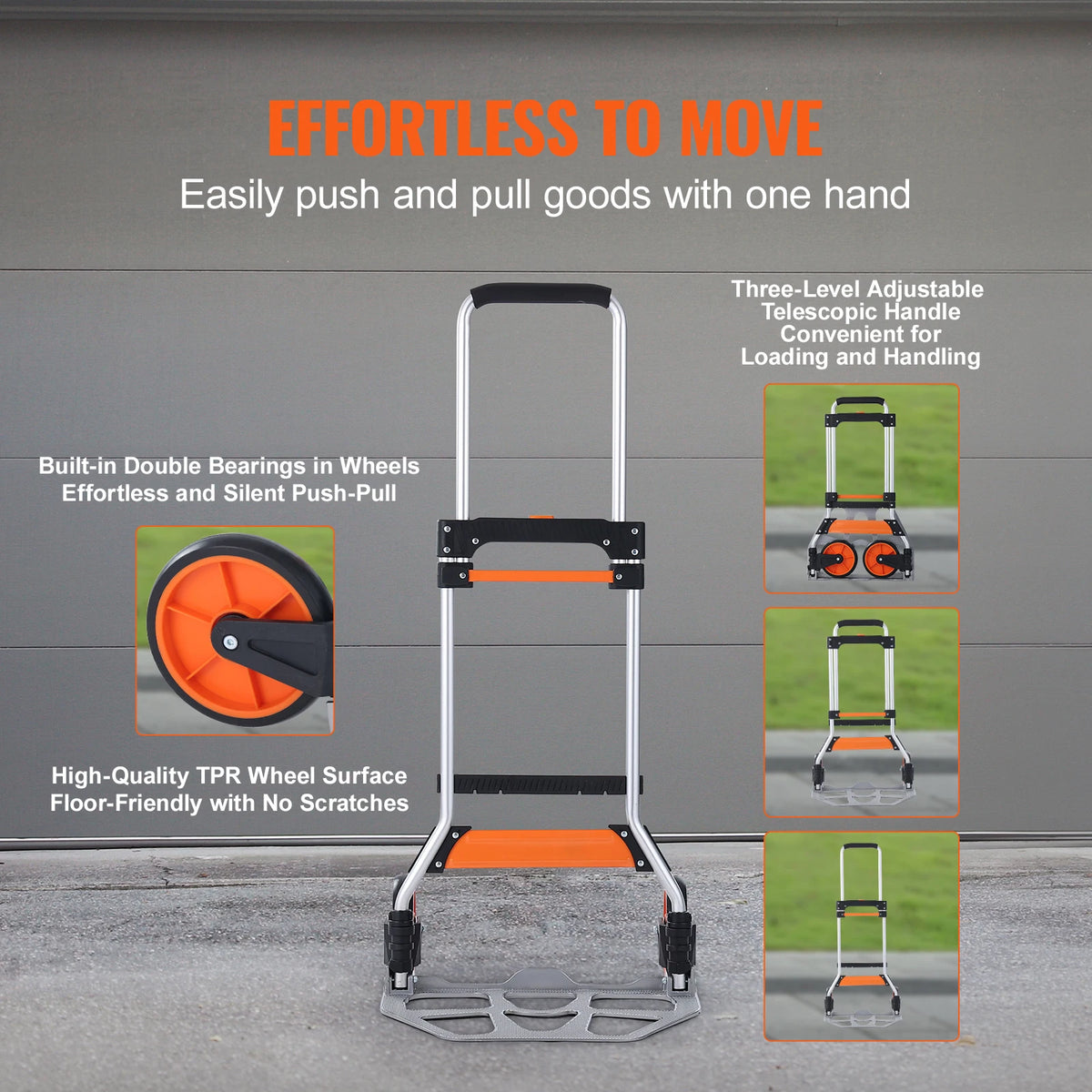 SucceBuy 176/275/309 lbs Folding Hand Truck Portable Cart Dolly with Telescoping Handle and Binding Rope for Moving Warehouse