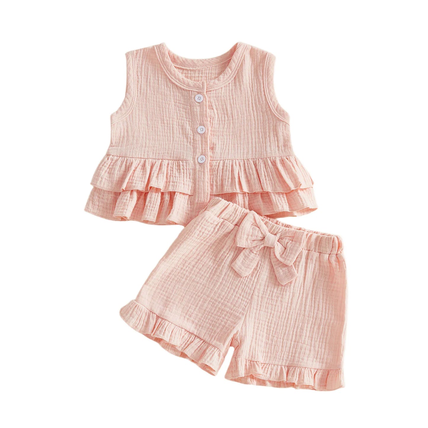 2Pcs Baby Boys Spring Clothes Short Sleeve Round Neck Solid Color T-Shirt and Elastic Waist Shorts Set for Toddler
