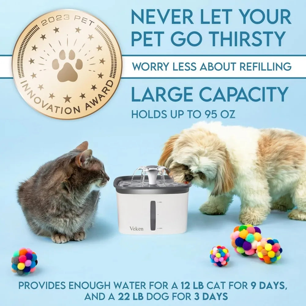 Innovation Award Winner 95oz Pet Fountain Automatic Water Dispenser with Replacement Filters for Cats and Dogs