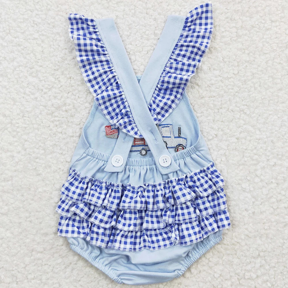 Hot Sale Baby Girls Rompers 4th of July Dog Pink Rompers Boutique Kids Sibling Clothes Baby Rompers Toddler Girls Bubbles Boys Bodysuits