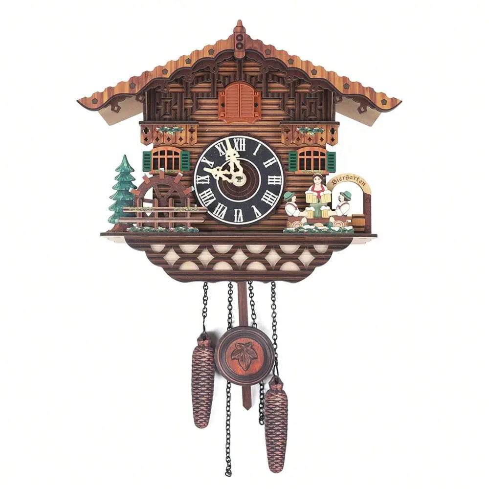 Creative Bird Cuckoo Quartz Wooden Swing Wall Clock Time Alarm Watch For Decor