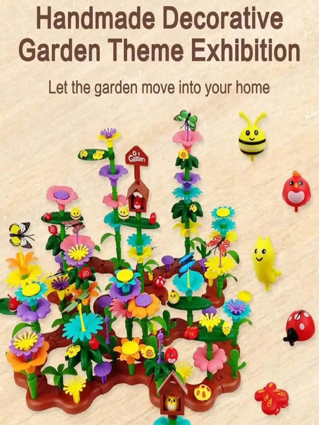 Children Garden Building Flower Toys Girls DIY Flower Garden Toys Building Blocks Kids Playset Creative Growing Floral Garden Parents-Child Interaction Developmental Educational Toys Room Decorati
