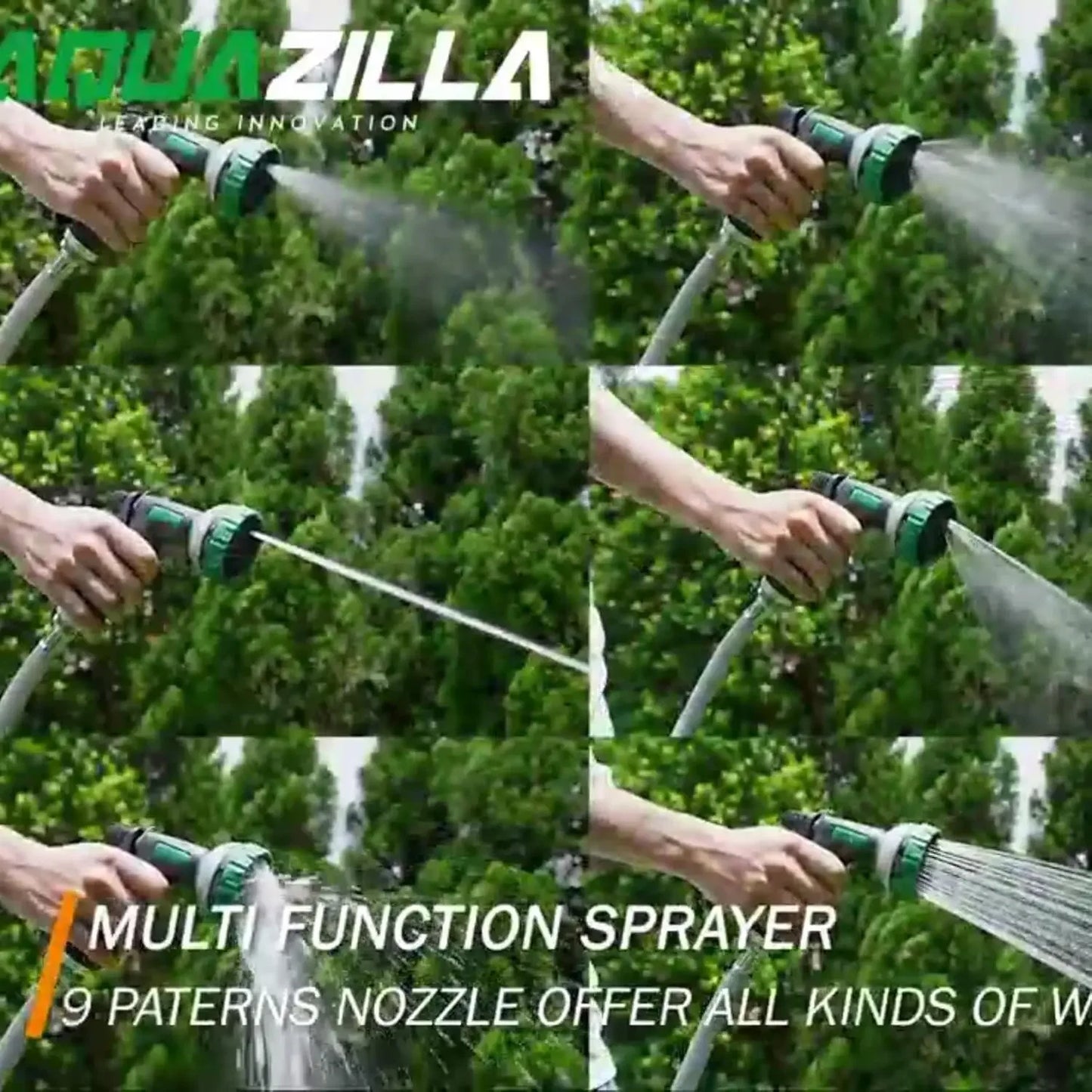 A Retractable Garden Hose Reel, 100Ft x 5/8" Durable Wall Mounted Water Hose Reel with 180° Swivel Bracket, 9 Pattern Sprayer,