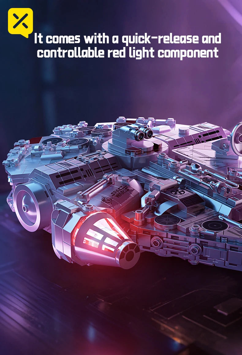 KAVOWORLD 1361PCS Galaxy Interstellar Cruiser Building Blocks Set with LED Light DIY Collectible Model Kit for Fans Holiday Gift