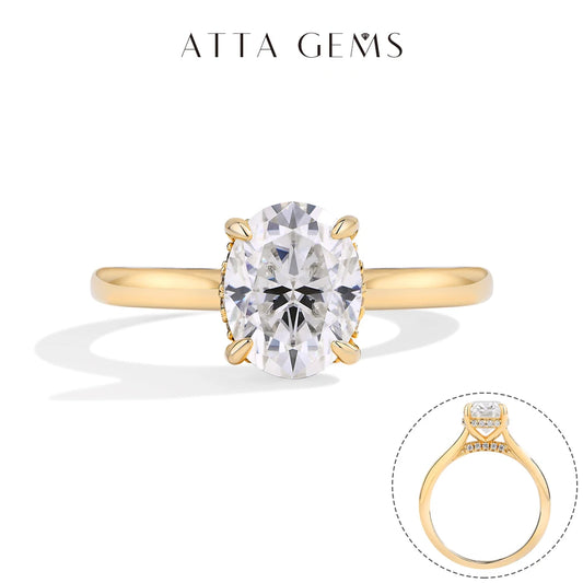 ATTAGEMS Oval cut 9*7mm2CT DVVS Moissanite Ring 925 Sterling Silver for Women Wedding Jewelry High Quality Shipping from the USA
