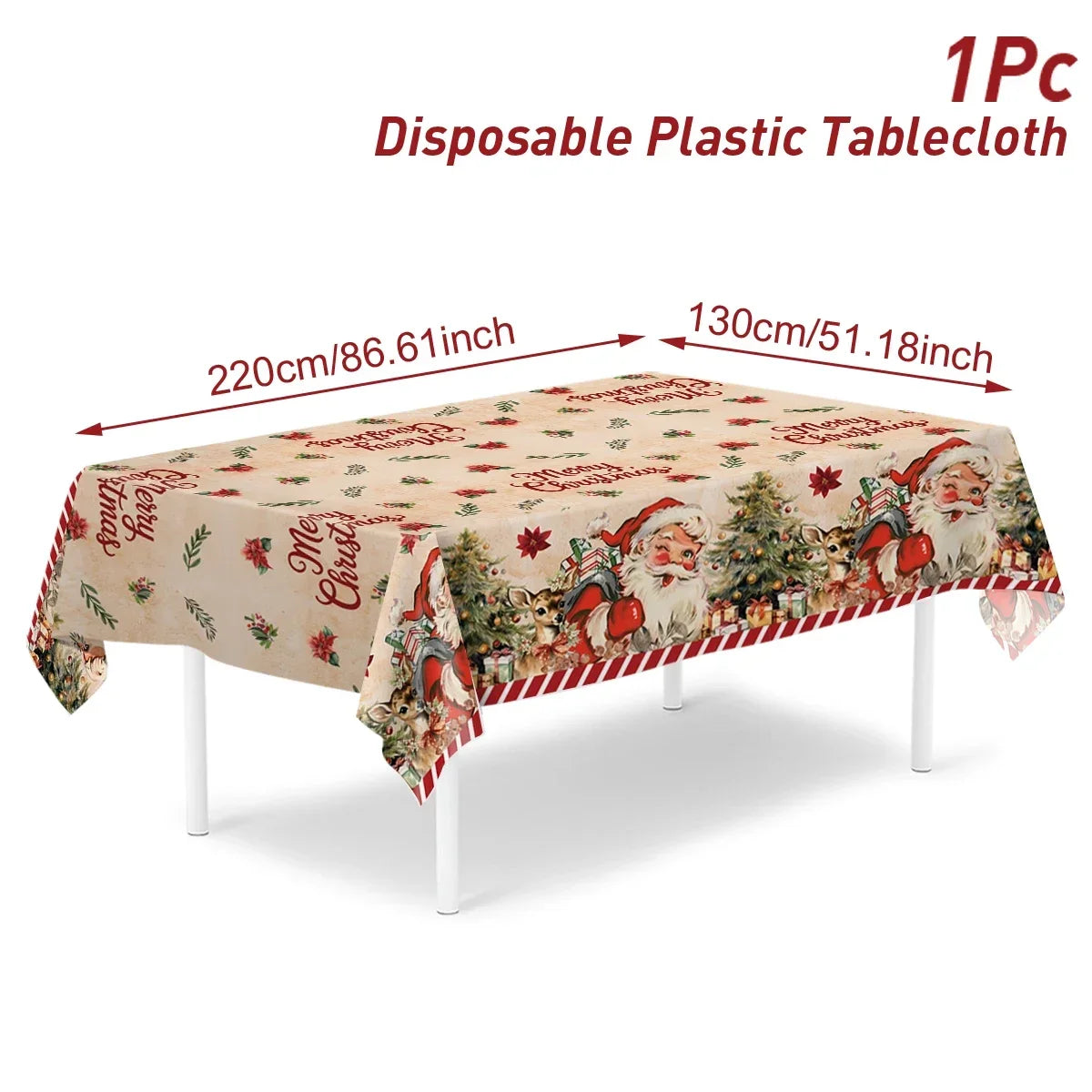 2025/2026 Christmas Snowflake Plastic Tablecloth - Merry Xmas Home Decor for Navidad, Natal & New Year Table Ornament