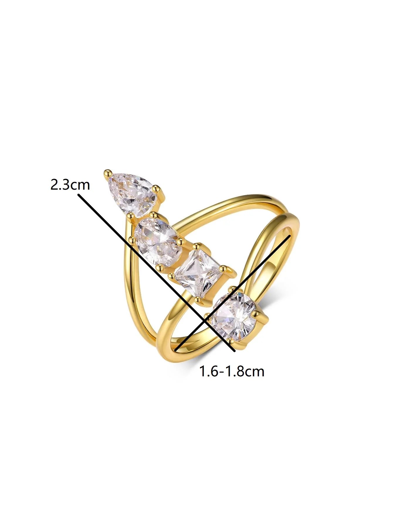 S925 Silver Multi-stone Design Moissanite Ring Fine Jewelry 18K Gold Plated Suitable for Anniversary and Wedding Jewelry Gifts