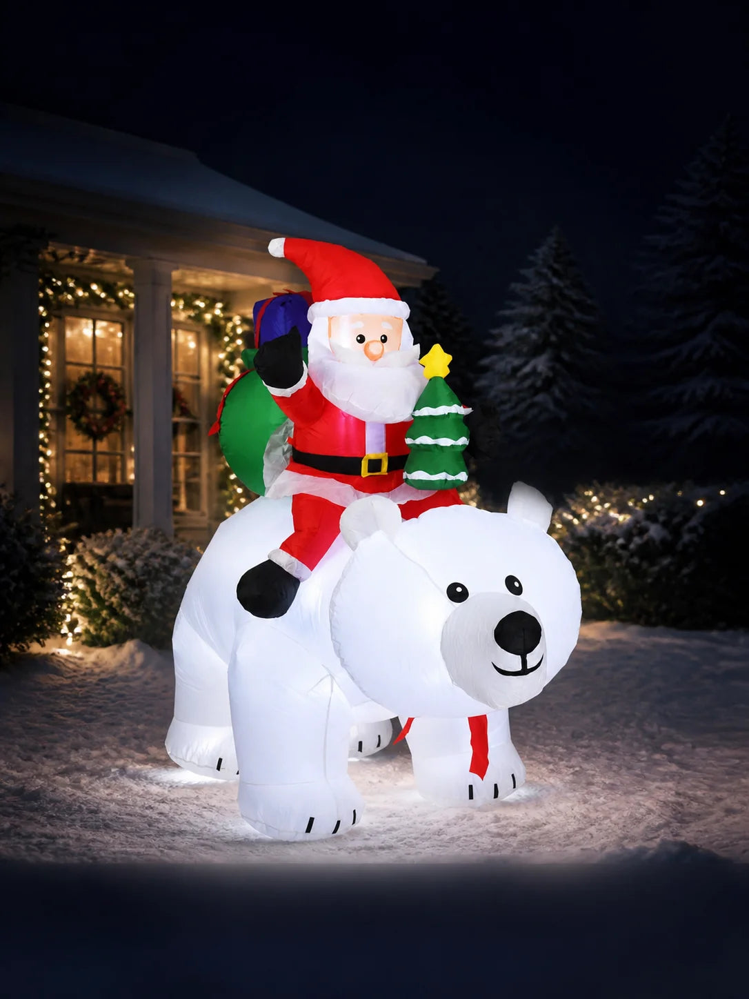 Huge Christmas Inflatables Santa Clause Riding Bear with Shaking Head 6.56ft Outdoor Decorations Inflatable Toy Mold Blow up Garden Yard Yard Decor with LED Lights for Xmas Holiday Christmas Eve Party Indoor White Winter