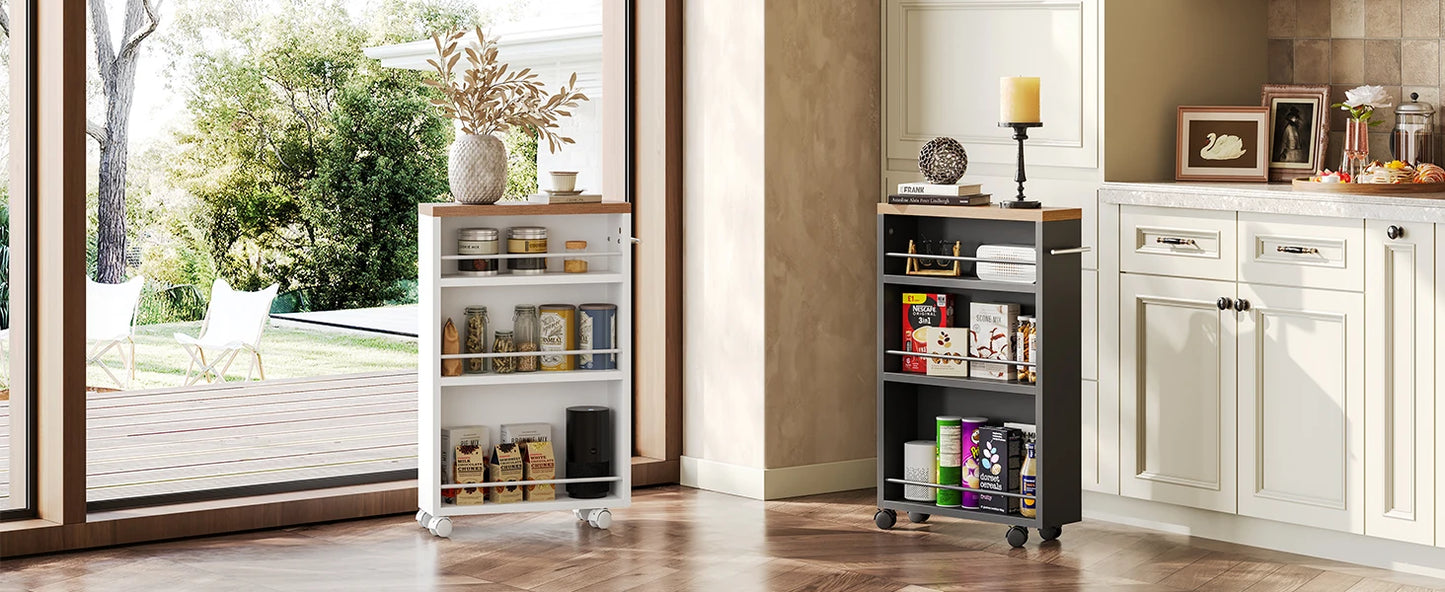 Tribesigns Slim Storage Cart with Handle, 4-Tier Rolling Narrow Kitchen Cart on Wheels for Small Place, Bathroom, Laundry