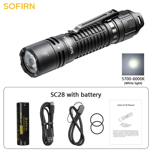 Sofirn SC28 2800Lm Powerful 21700 Rechargeable XHP50B HD LED Type-C Flashlight Protable Torch EDC Flash Light IPX8 for Camping