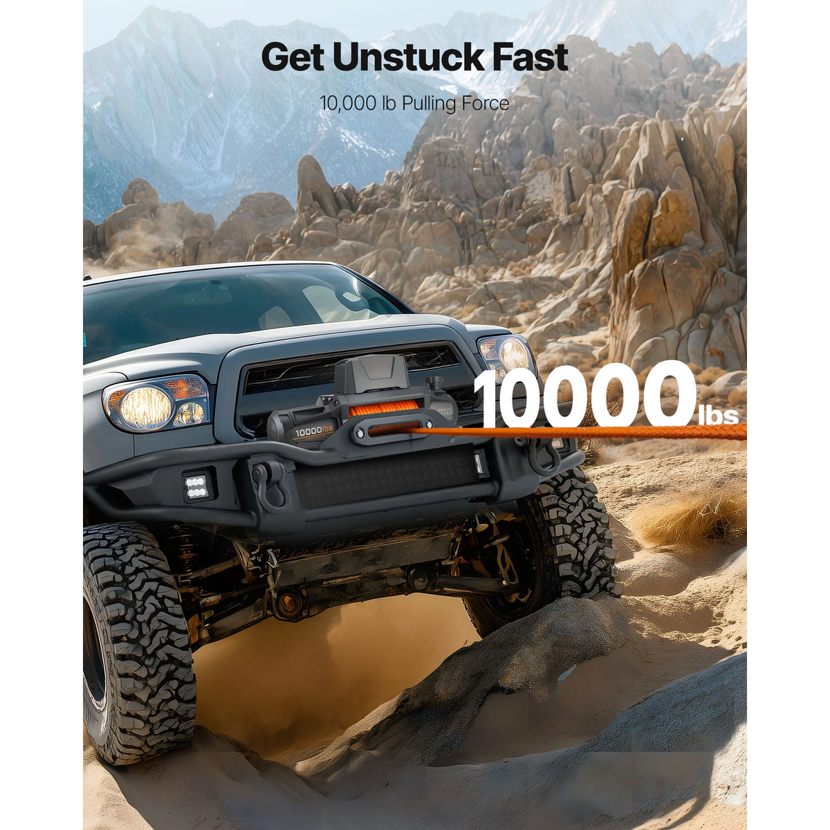 SucceBuy 10000 12000 13500 Lb 12V Electric Winch With 90 Ft Synthetic Rope