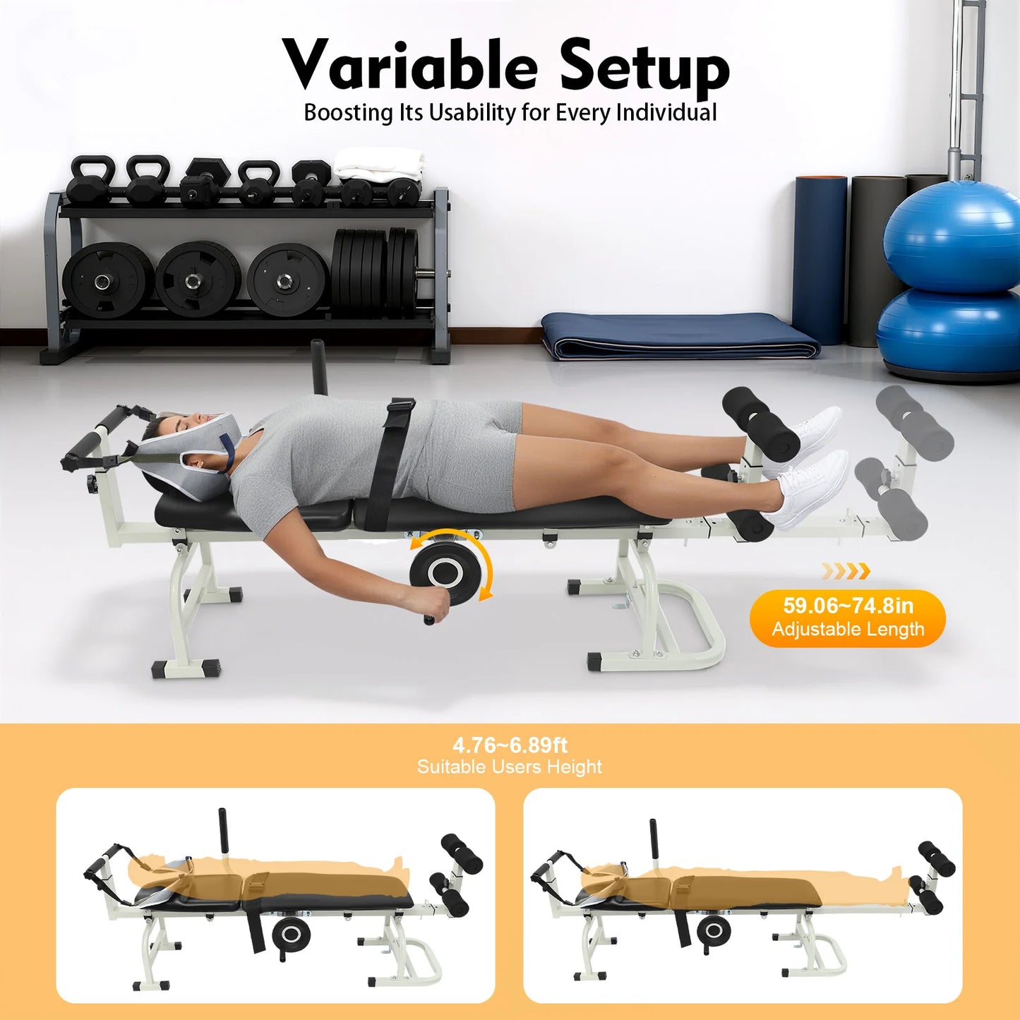 Back Stretch Bench Multifunctional Neck Stretcher Decompression Bench Lumbar Traction Bed Home Workout Stretcher