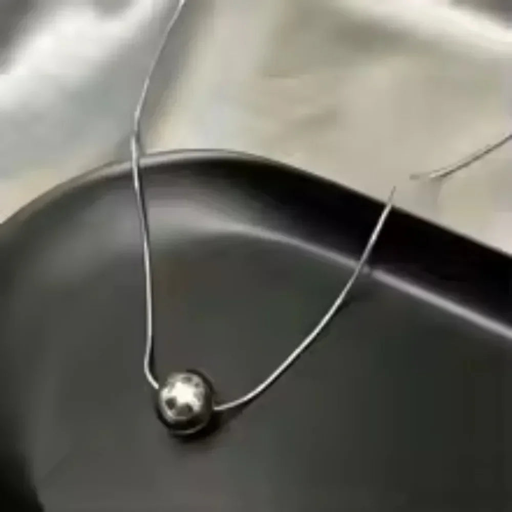 1 pc Women's Minimalist round Bead Necklace Versatile Temperament Collarbone Chain Jewelry Neck Chain Accessory