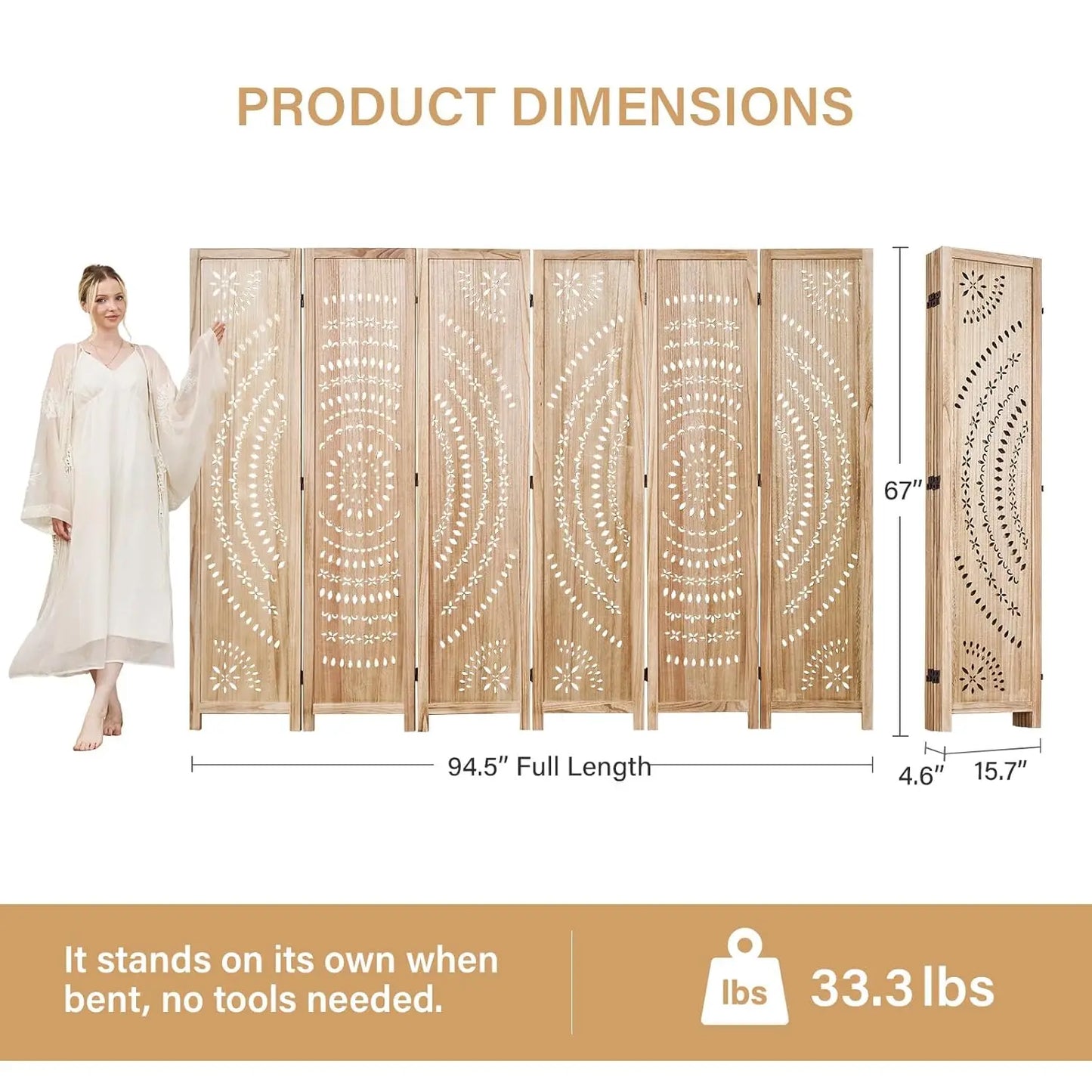 5.6 Ft Folding Room Divider, Portable Privacy Screen & Partition, No Assembly Required for Use as Cat Litter Box, Customized