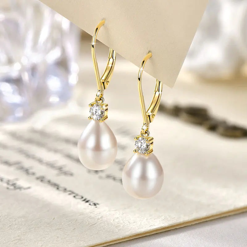 OXTAO 2026 New Pearl Stud Earrings 14K Gold Filled Vintage Style 8.5-9mm Natural Freshwater Pearl Earring For Women Jewelry Gift
