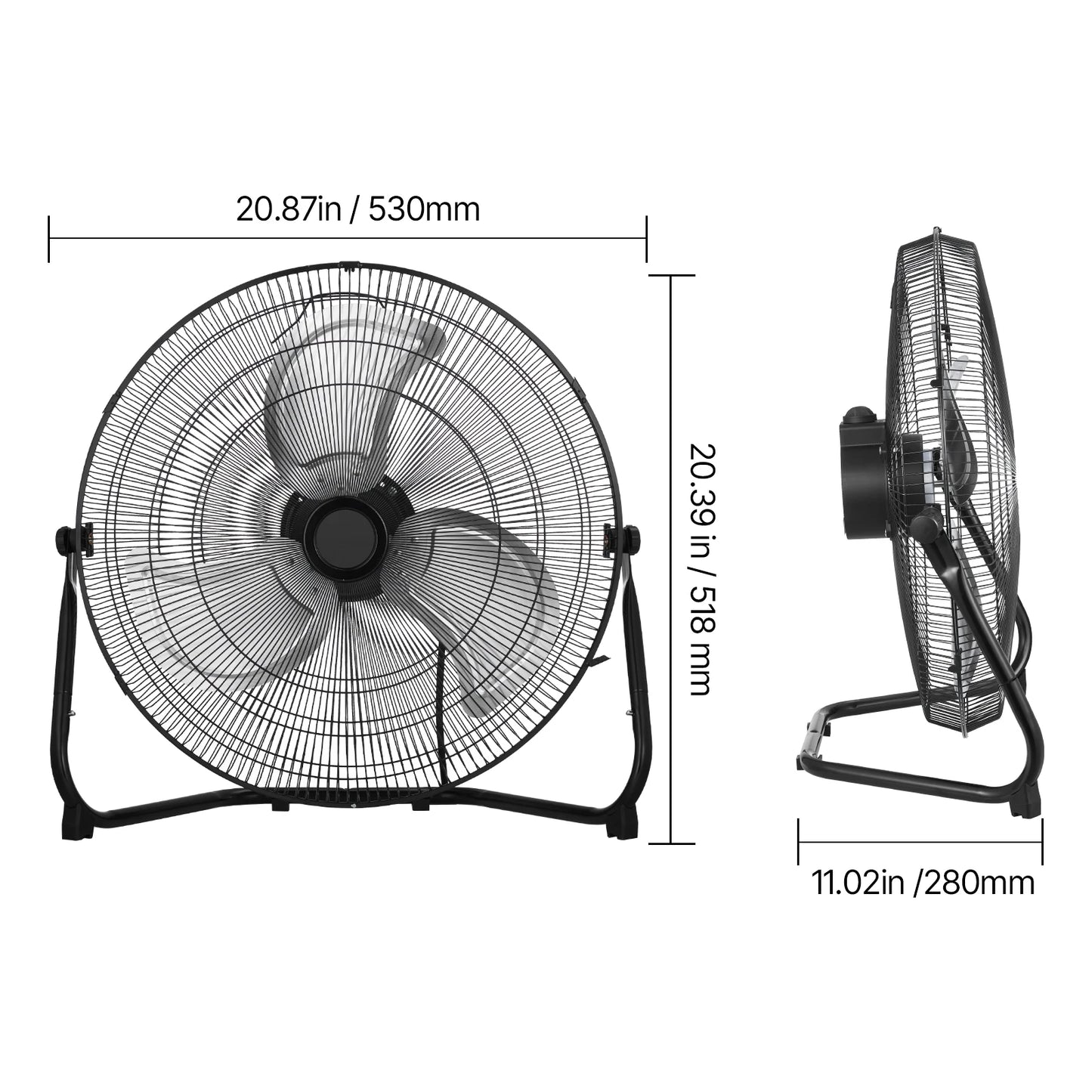VEVOR Floor Fans 3 Speeds High Velocity Heavy Duty Industrial Fan 4800 CFM 360° Adjustable Tilt for Gym Home Commercial Shop
