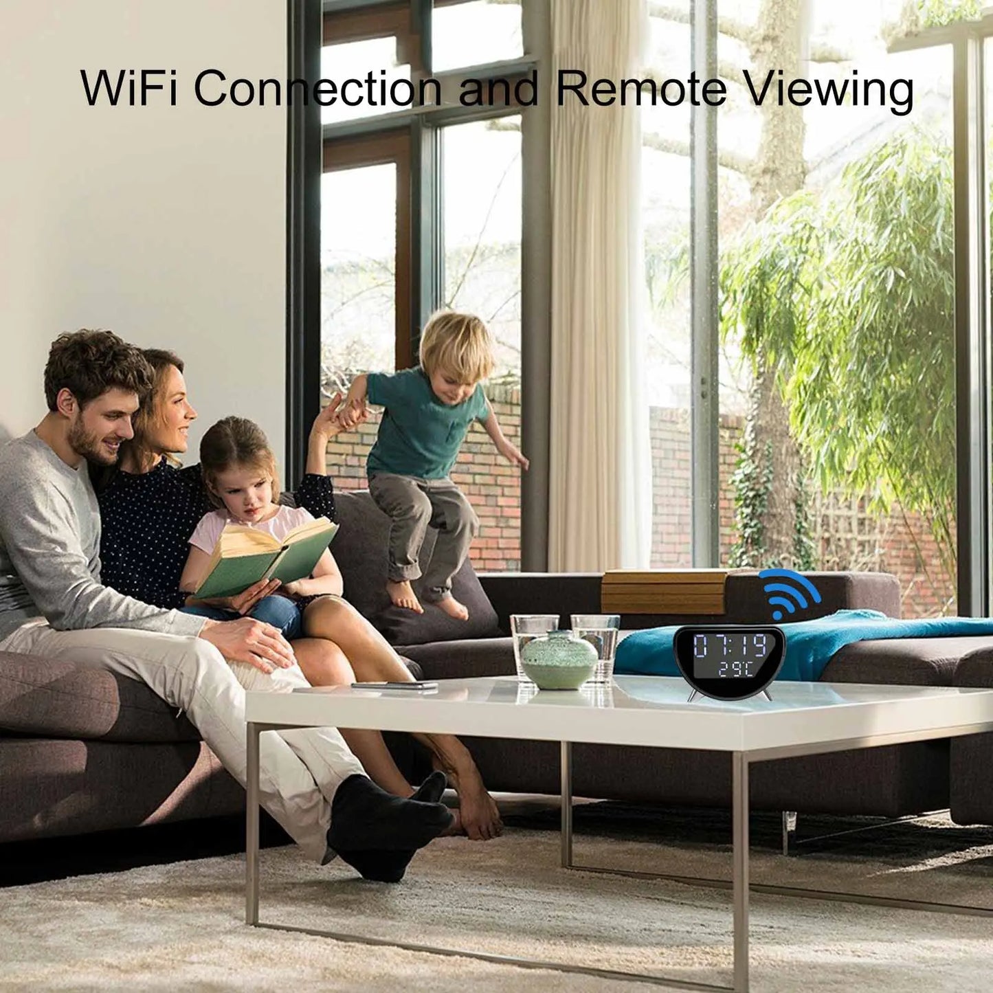 4K WiFi Clock Camera with Wireless Charging, Motion Detection, Loop Recording, Remote Viewing & App Control for Home Security