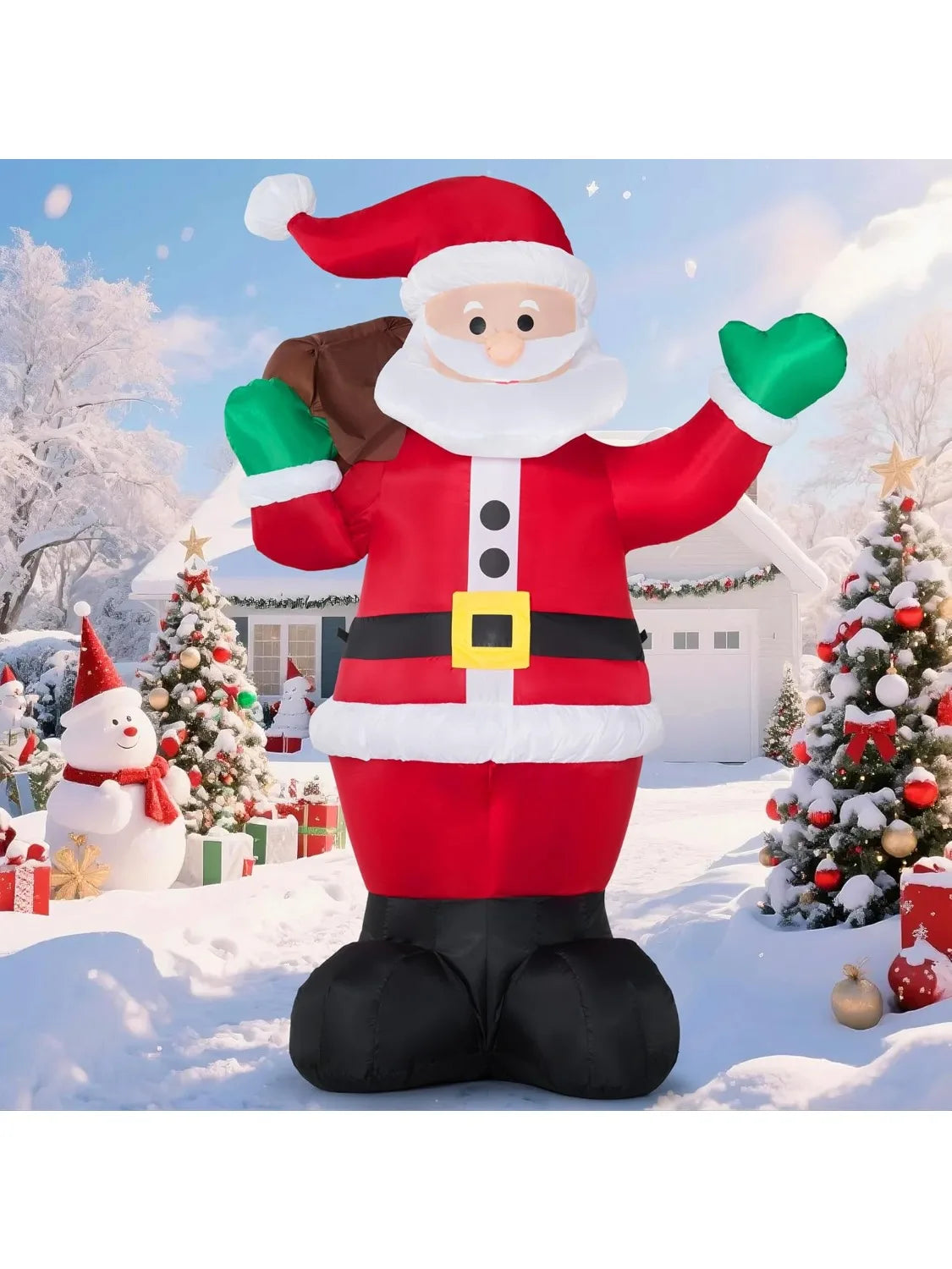 JOYFY 6 FT Christmas Inflatable Santa with Gift Bag Xmas Inflatable Decorations for Christmas Yard Outdoor Winter Decorations