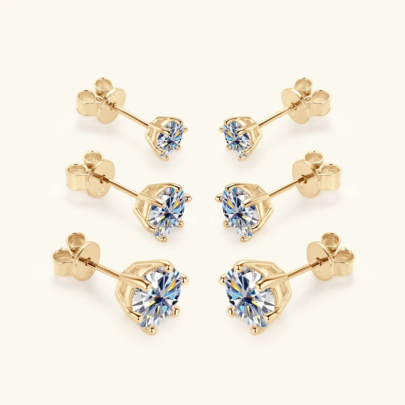 OXTAO 18K White Plated 0.5-2ct Moissanite Diamond Stud Earring Real 925 Silver Wedding Earring Luxury Women's Jewelry Certified