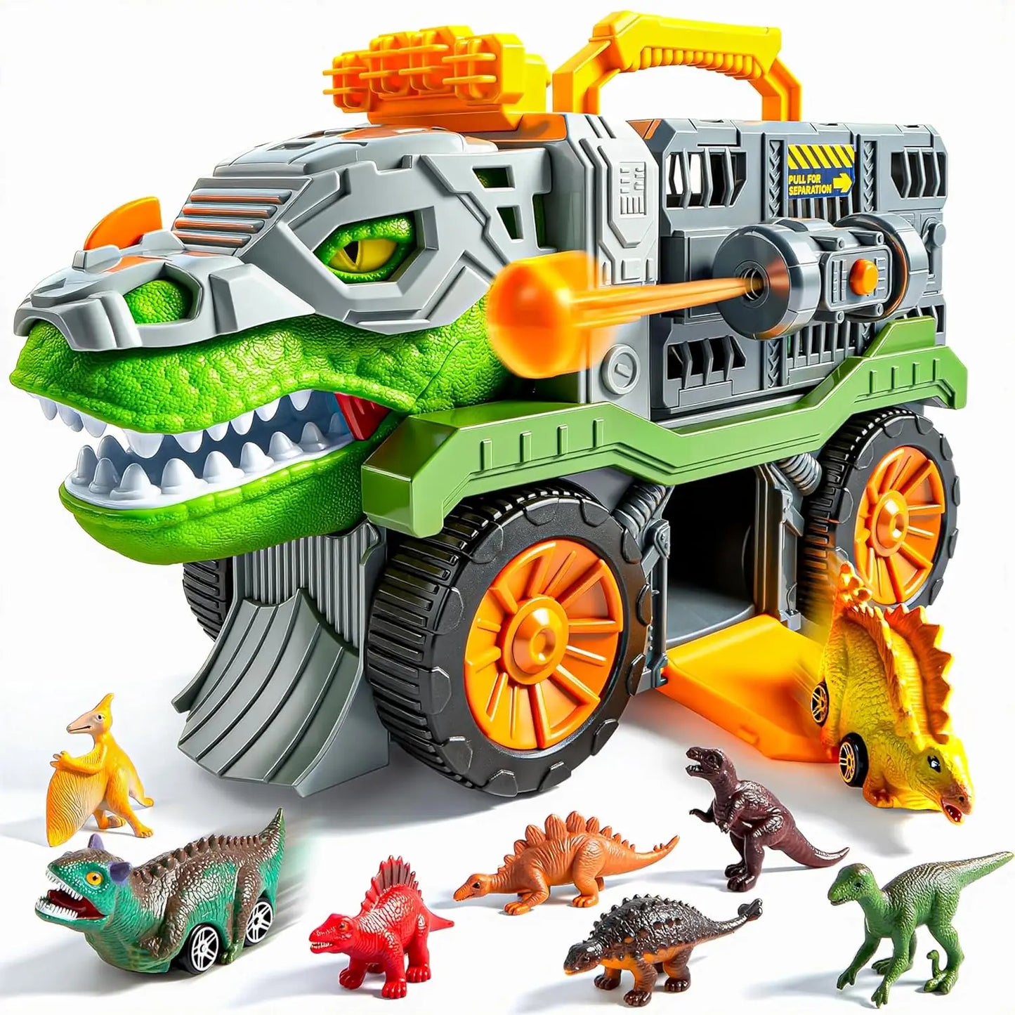 JOYFY Dinosaur Carrier Truck with 2 Pcs Cars and 6 Pcs Figures for Toddlers 3 4 5+ Year Birthday Christmas Gifts Toys