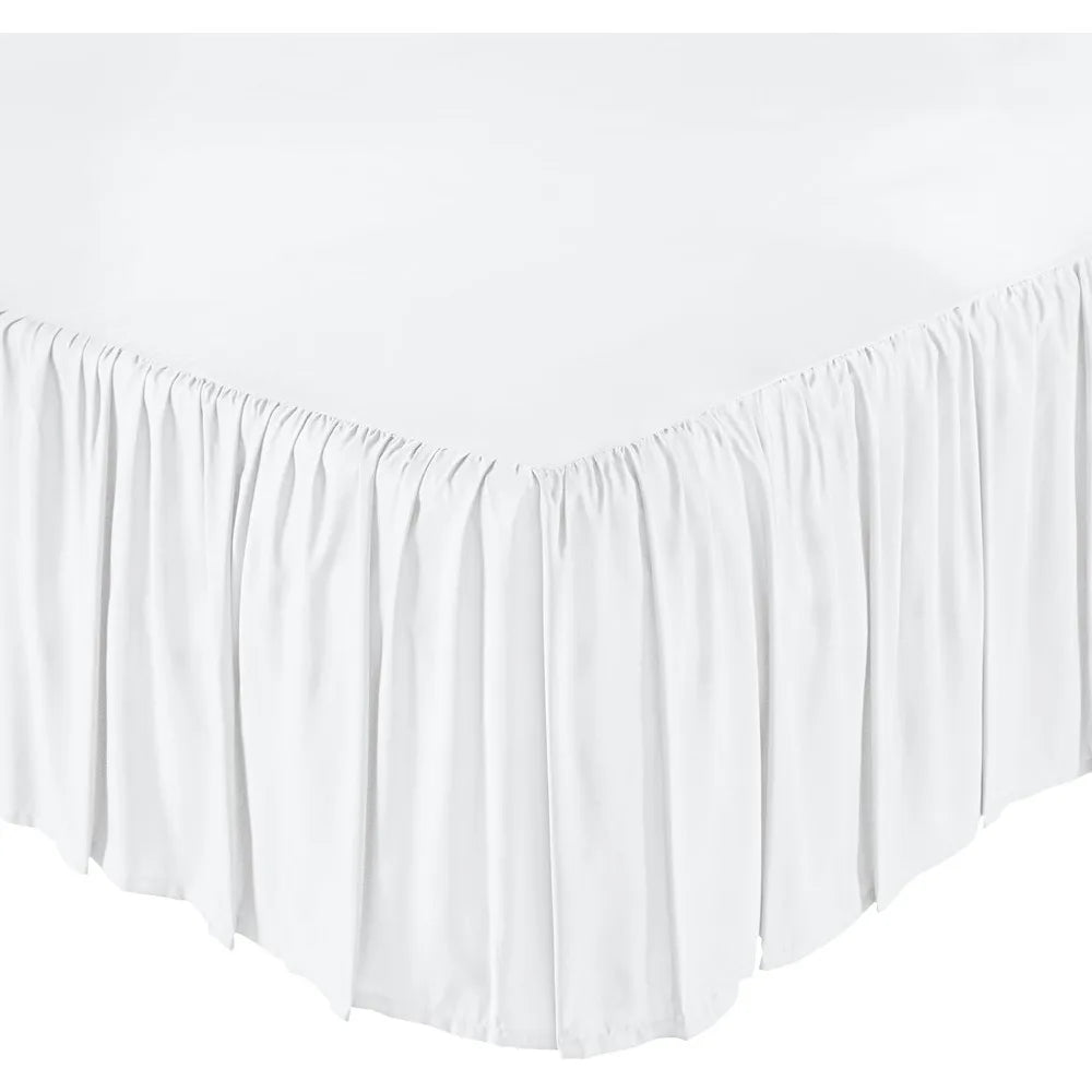 Ruffled Bed Skirt Classic Wrinkle Fade Resistant Machine Washable 16 Inch Drop Full White