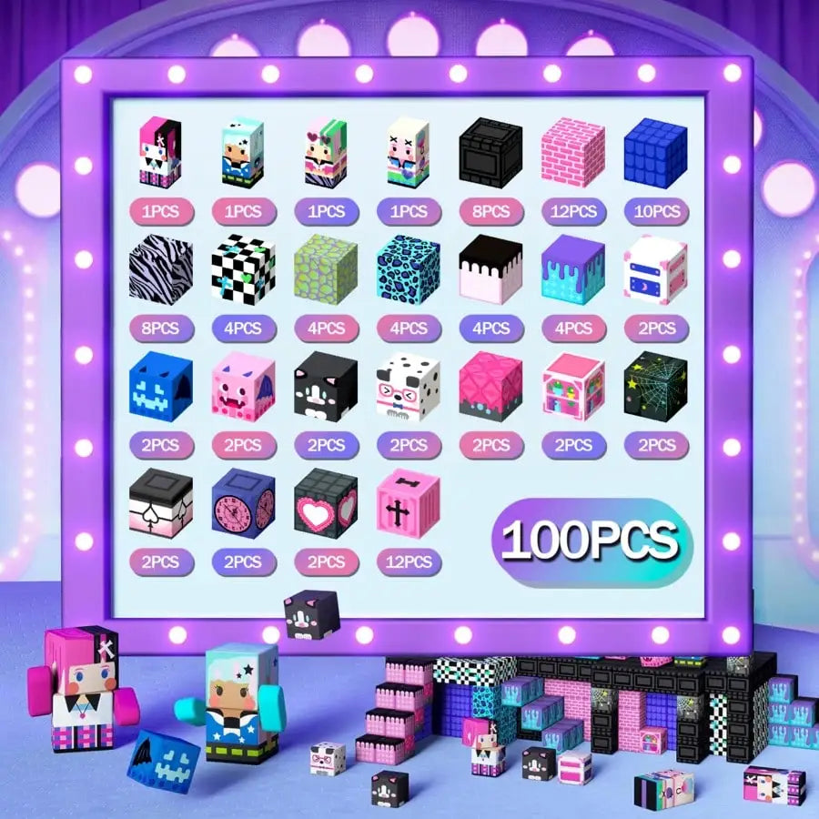 50-300pcs Magnetic Building Blocks & Tiles - STEM Magnetic Tile Role Play Music Cool Girl World, Imaginative Construction Toys, Building Cubes Toy Set, Girly Series, Pretend Play, Sensory Learning Toys, Suitable For Children