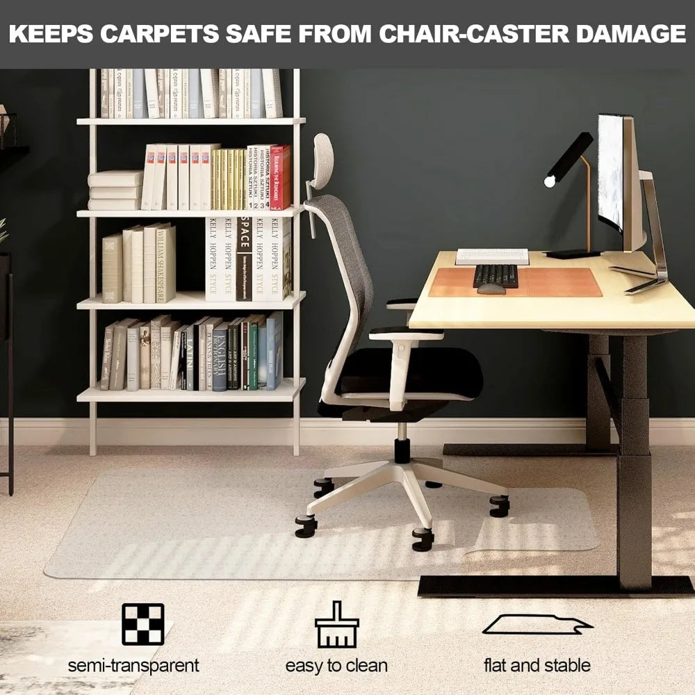Low Pile Carpet Chair Mat Heavy Duty Semi Transparent Floor Protector for Office Desk Gaming