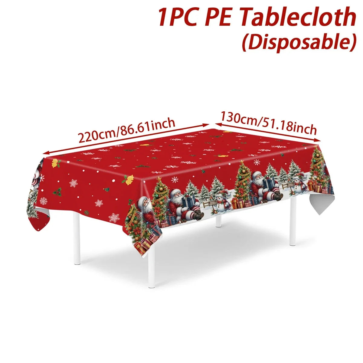2025/2026 Christmas Snowflake Plastic Tablecloth - Merry Xmas Home Decor for Navidad, Natal & New Year Table Ornament