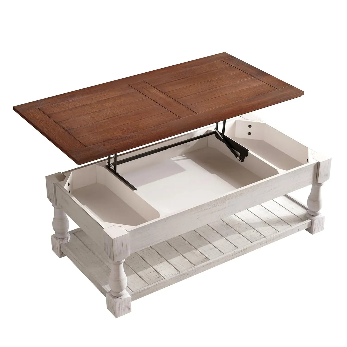 Lift Top Coffee Table With Hidden Storage Open Shelf Walnut Brown