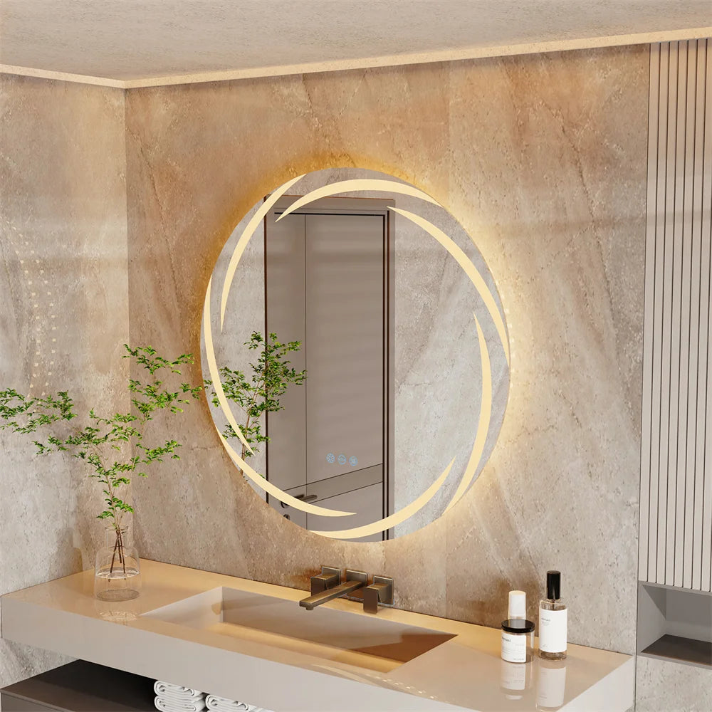 LUVODI 80CM LED Backlit Bathroom Mirror with Defogger and Touch Sensor