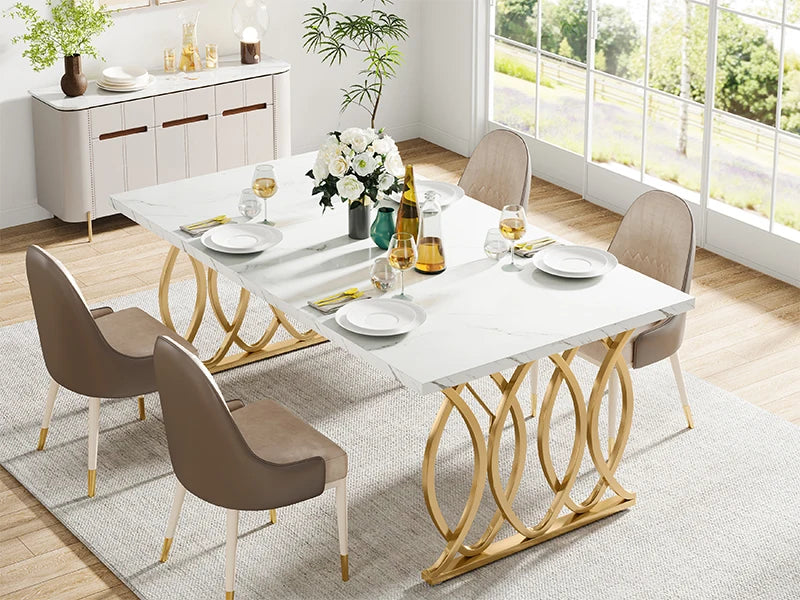 Modern Dining Table,Kitchen Table for 4-6 People, Unique Rectangular Dinner Table Kitchen & Dining Room Furniture