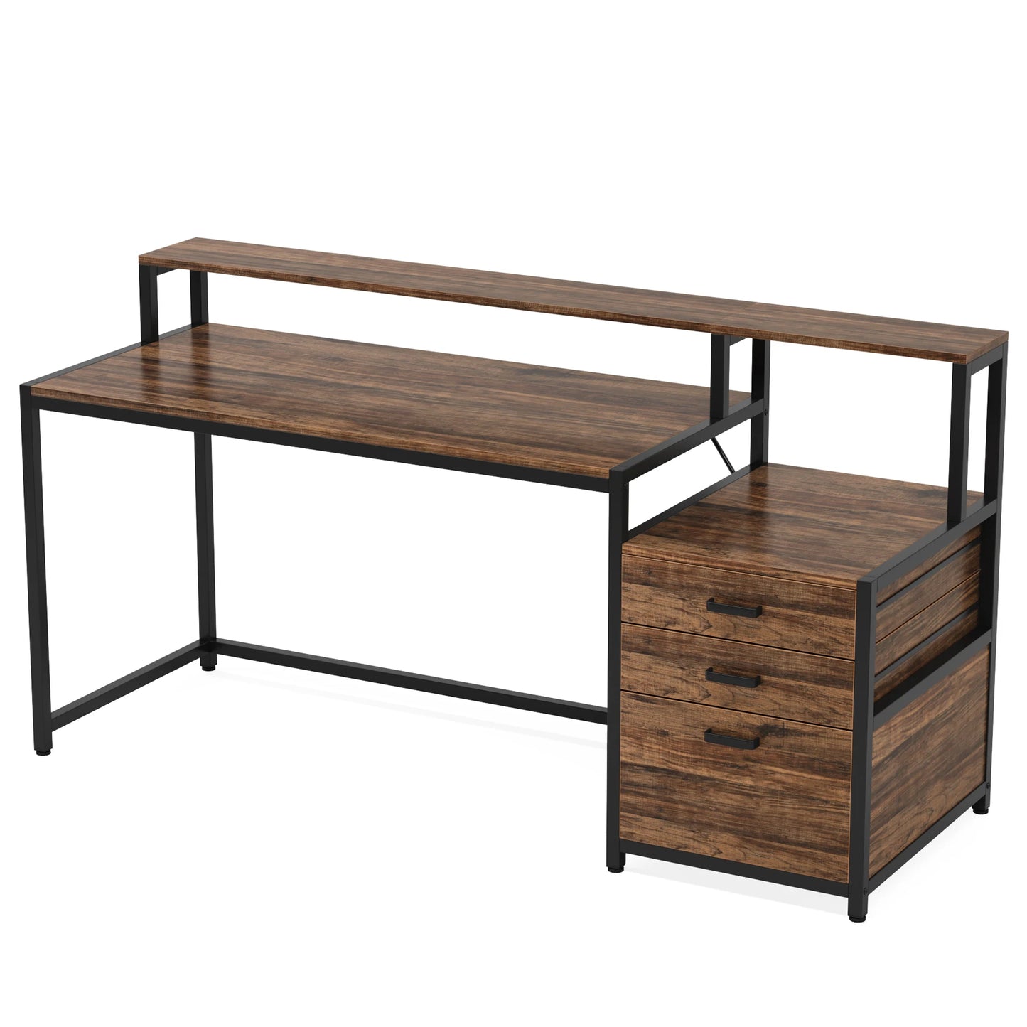Tribesigns Computer Desk with 3 Drawers, 59-Inch PC Desk with Reversible Drawers, Industrial Study Writing Table Workstation
