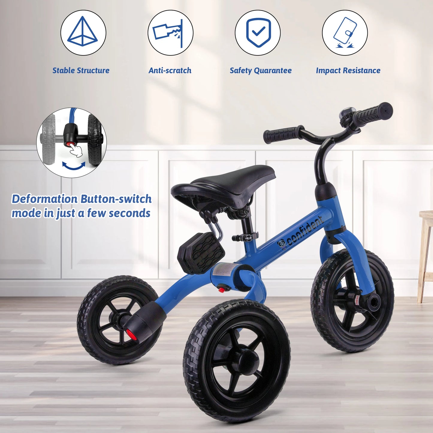 Toddlers Tricycle for 2/3/4/5 Years Old Boy&Girl with Detachable Pedal And Training Wheel Baby Balance Riding Bike Birthday Gift