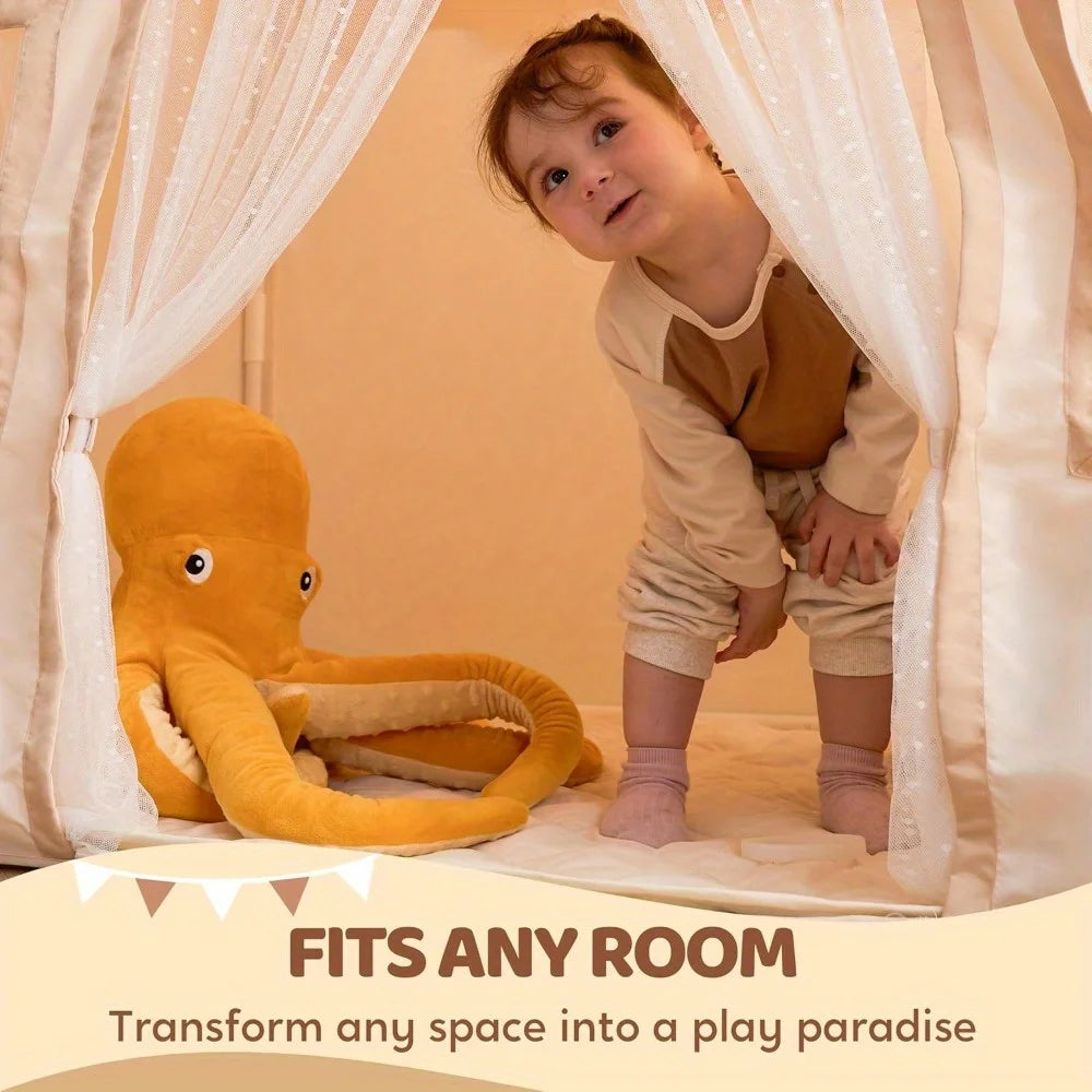 JOYFY Kids Play Tent Indoor Outdoor 51*35*52 Inch Tent with Blanket LED Light for Toddler Playhouse Ideal Private Space