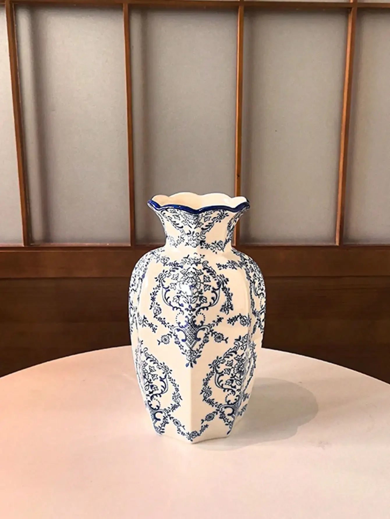 1 Pc Blue & White Porcelain Vase, New Chinese Retro Flower Vase, Living Room, Entrance, Office Floral Decor, Atmosphere Photogra