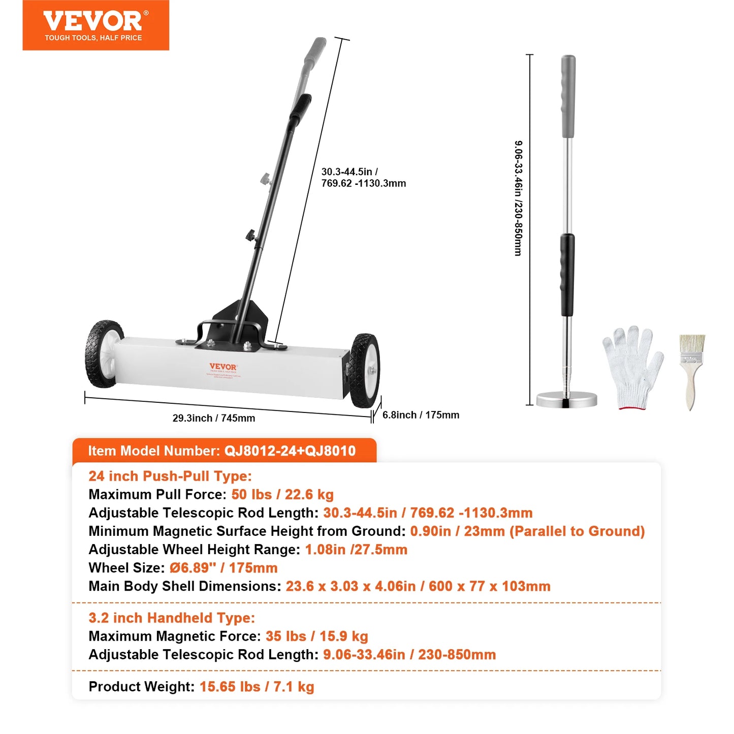 SucceBuy 36Inch Magnetic Sweeper with Wheels 55lbs Capacity  Telescoping Magnetic Pickup Tool Adjustable for Workshop GarageYard
