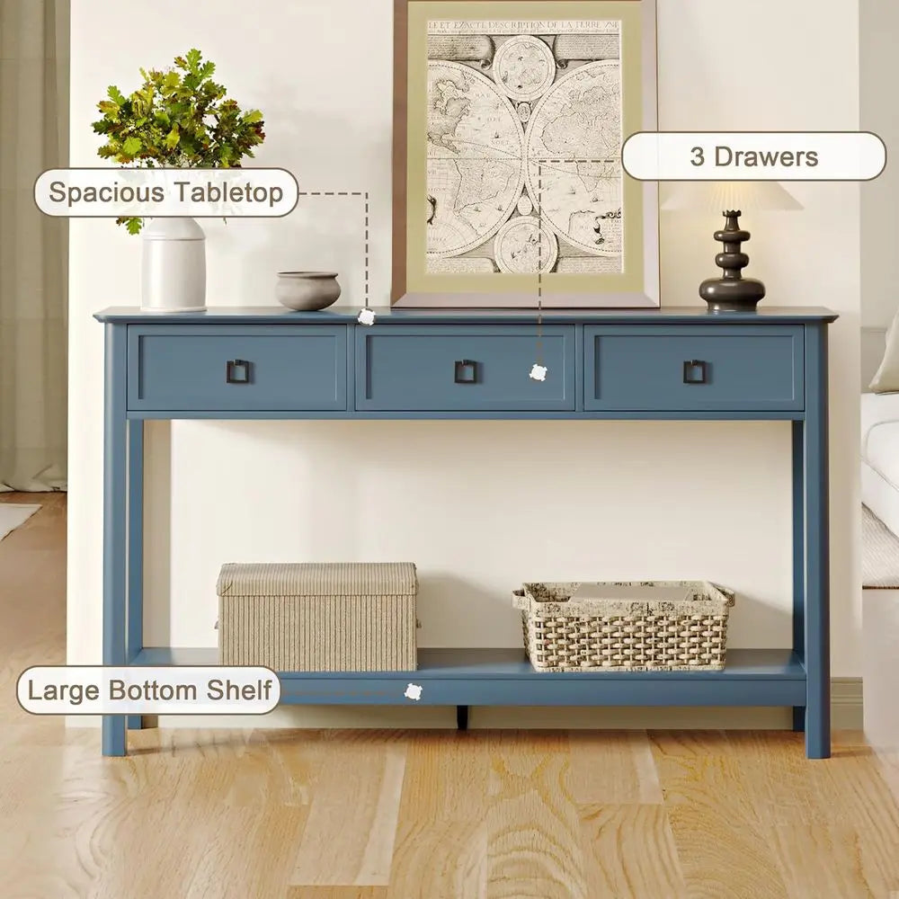 53.1 Inch Console Table with 3 Drawers, Narrow Entryway Sofa Table