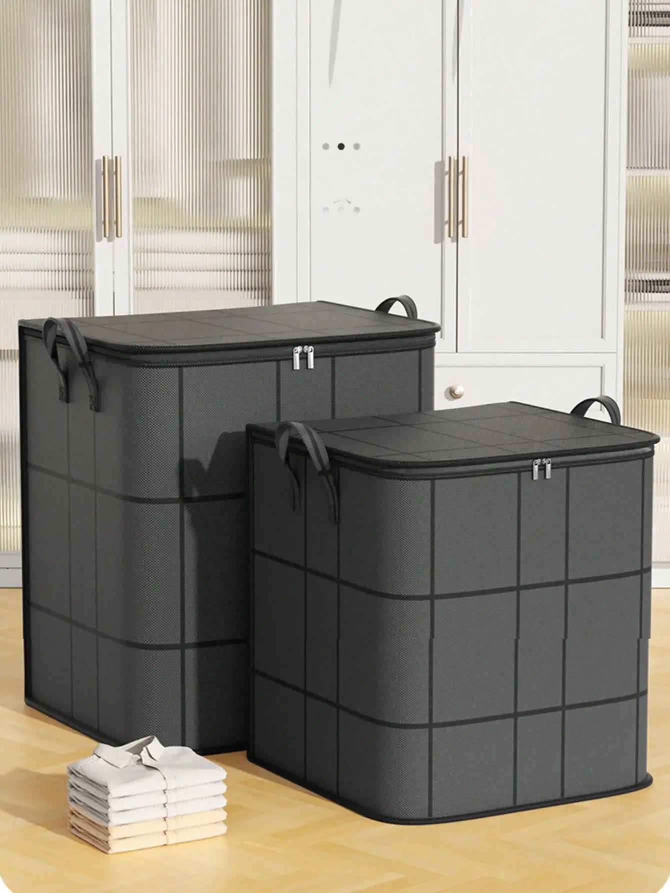 1pc Large Capacity Foldable Clothes Storage Bag, Home Goods, Blanket Dust Cover Bag, 3D Storage Bag, Bedroom Wardrobe Clothing Organizer, Easy To Fold, Space Saving, High Quality Fabric,