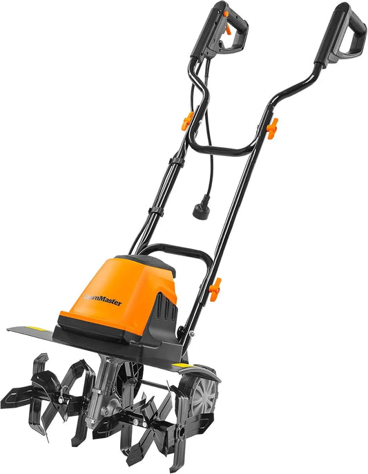 18 Inch Electric Tiller, 13.5 Amp 380 RPM, 6 Steel Tines, Foldable Handles