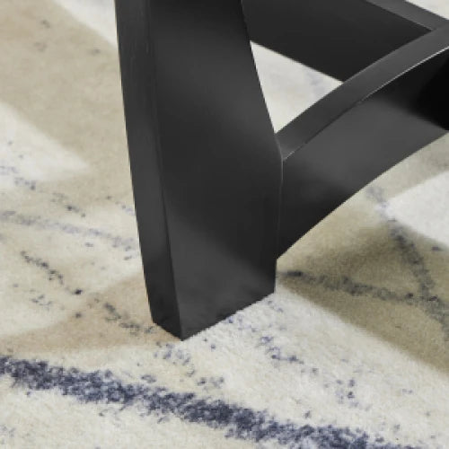 48 Inch Oval Glass Coffee Table with Black Wood Frame for Living Room