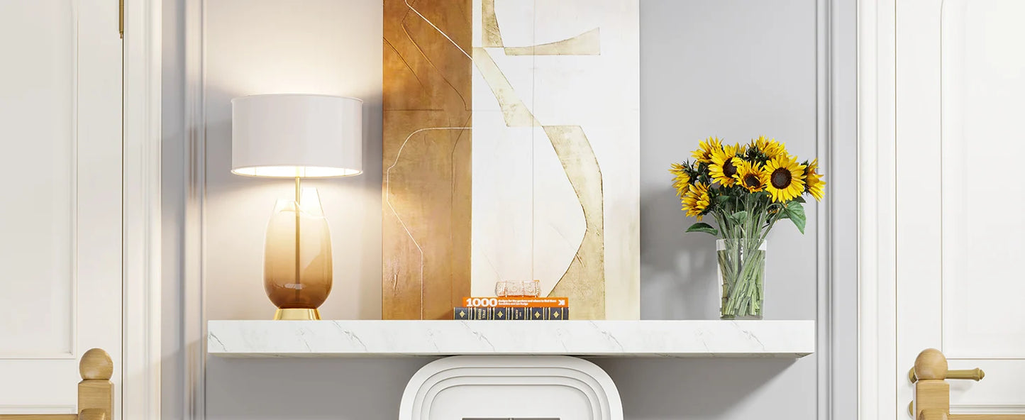 LITTLE TREE Modern Console Table, 40 Inches Faux Marble Sofa Table, Contemporary Entryway Table for Living Room Hallway Entrance